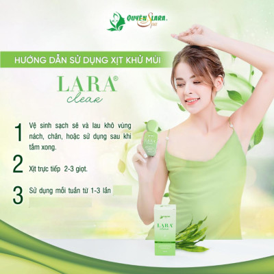 Xịt Khử Mùi Toàn Thân LARA CLEAR Quyên Lara 40ml, Giúp Ngăn Tiết Mồ Hôi, Khử Mùi Hôi, Không Ố Vàng
