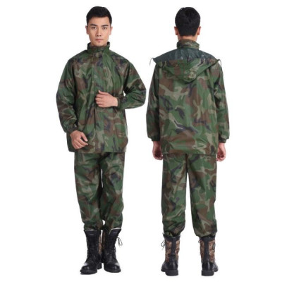Áo mưa bộ nam nữ 2XL dưới 65kg , vải dù ,chống thấm nước họa tiết lính rằn ri cao cấp có túi đựng sang trọng