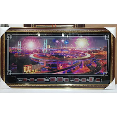 Tranh đèn đồng hồ vạn niên-Cảnh thành phố 