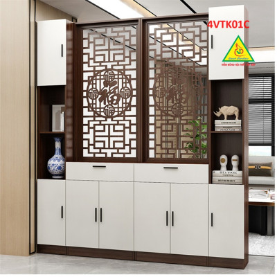 Vách ngăn phòng khách, vách ngăn tủ kệ bằng gỗ 4VTK01 - Nội thất lắp ráp Viendong adv