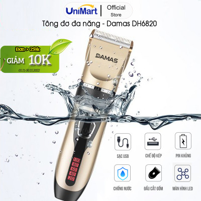 Tông Đơ Cắt Tóc Damas DH-6820 – Thiết Kế Đa Năng Chống Nước Tuyệt Đối Nhỏ Gọn, An Toàn – Tặng Kèm Bộ Đồ Chuyên Dụng Chuẩn Salon – Hàng Chính Hãng