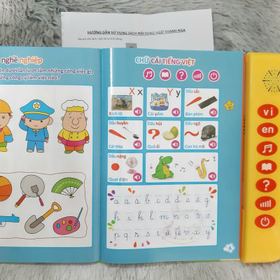 Đồ Chơi Bảng Nói Điện Tử Song Ngữ Anh - Việt 24 Trang Cho Bé Phát Triển Ngôn Ngữ Tặng Kèm 3 Pin Và Bút Nhấn