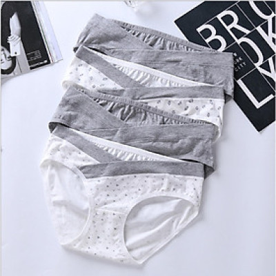 Sét 4 quần lót/chíp bầu Azuno Az1003 cạp chéo Cotton họa tiết không đường may