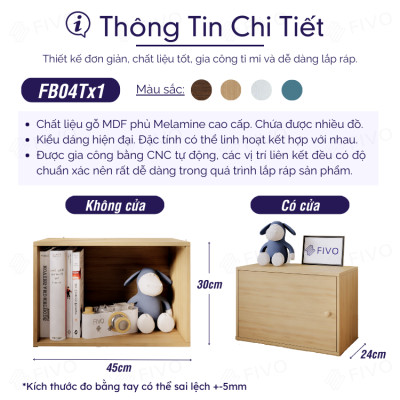 Tủ Kệ Sách Đa Năng FIVO FB03, Thiết Kế Chắc Chắn Có Tấm Lưng, Phù Hợp Mọi Không Gian, Dễ Dàng Lắp Ráp, Decor Linh Hoạt
