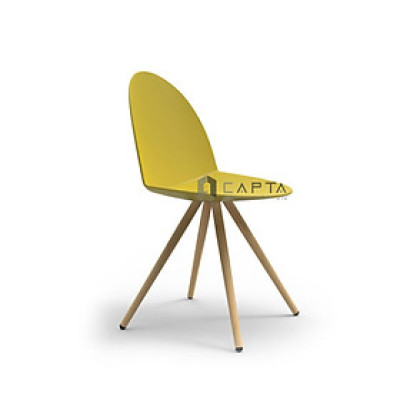 Ghế ngồi trang điểm thân nhựa màu vàng CAMEL-W Nội thất Capta.vn Ghế trang điểm dành cho nữ duyên dáng thân nhựa PP màu vàng không tay bền đẹp chân gỗ chắc chắn tại HCM