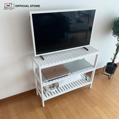 KỆ GIÀY GỖ/ KỆ TRANG TRÍ LẮP RÁP HÀN QUỐC ĐA NĂNG 3 TẦNG - BENCH 3F 800 WHITE