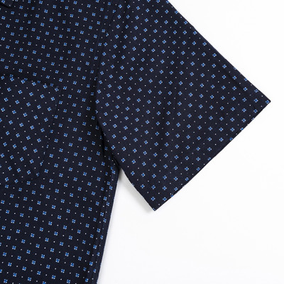 Áo Sơ Mi Nam Công Sở Trung Niên Ngắn Tay Xanh Tím Than Vải Cotton Họa Tiết Hoa Nhí  thương hiệu Anton – 809