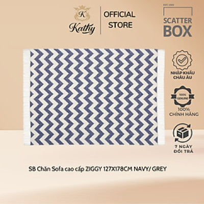 SCATTER BOX Vỏ chăn sofa cao cấp nhập khẩu Ireland Anh Quốc ZIGGY màu NAVY/ GREY kích thước 127X178CM phong cách hiện đại