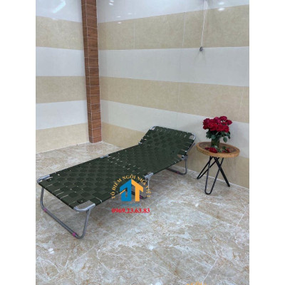 Giường xếp vải dù dây đan lớn khung sắt Đại Thành