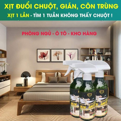 Xịt Đuổi Chuột Run Away - Không Mùi, An Toàn - Xua Đuổi Chuột, Gián, Côn Trùng ... Chỉ Sau 1 Lần Xịt