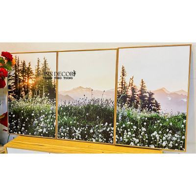 (ẢNH THẬT) Tranh treo tường hoa cỏ trắng mùa xuân tranh trang trí decor kèm đinh