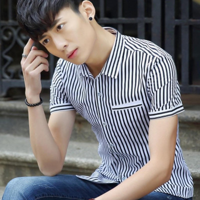 Áo Sơ Mi Nam Ngắn Tay Phối Kẻ Sọc Mẫu RF03 Thời Trang Cao Cấp PONIVA Chất Vải Mềm Mịn Chuẩn Shop