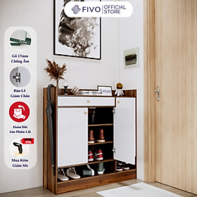 Tủ Kệ Giày Gỗ Chống Ẩm Cao Cấp FIVO FS52 Có Cửa, Ngăn Chứa Trong Tủ Lớn, Mặt Tủ Rộng Rãi, Kèm Hộc Tủ Ngang Giúp Đựng Vật Dụng Thường Dùng (Chìa Khóa, Găng Tay...)