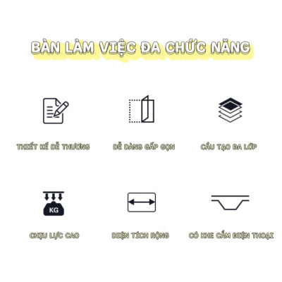 Bàn Học Gấp Gọn Có Khe Để Điện Thoại, Máy Tính Bảng, Khay Để Ly - Hàng Loại 1 (Giao ngẫu nhiên)