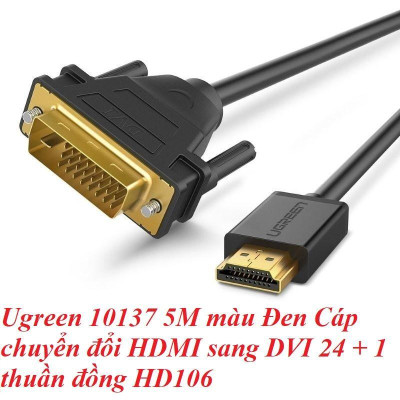 Ugreen UG10137HD106TK 5M màu Đen Cáp chuyển đổi HDMI sang DVI 24 + 1 thuần đồng - HÀNG CHÍNH HÃNG