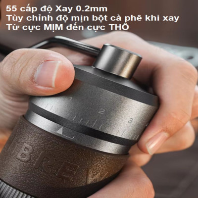 Máy xay hạt cà phê cầm tay lưỡi 6 cánh core kép, 55 cấp độ và 11 level thương hiệu HiBREW G4B - Hàng Chính Hãng