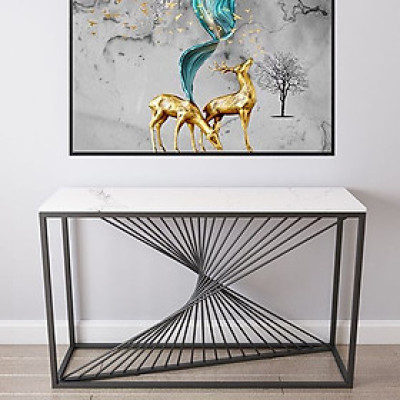 Bàn console mặt đá khung màu vàng đồng CSTCT001120x30x85 cm nhiều màu lựa chọn