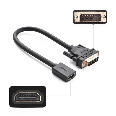 Ugreen UG2011820118TK Màu Đen Đầu chuyển đổi DVI 24 + 1 sang HDMI âm - HÀNG CHÍNH HÃNG
