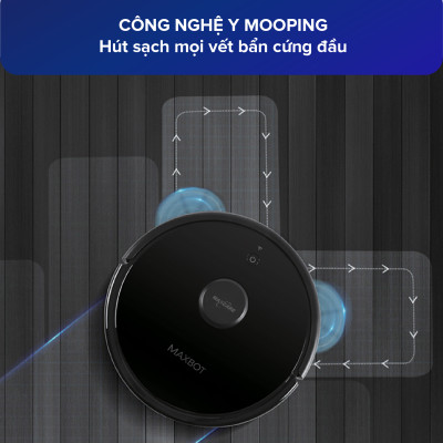 Robot hút bụi lau nhà Maxcare Maxbot M5 công nghệ tường ảo, điều hướng laser hiện đại, cảm biến vật cản, kết nối app, Hàng Chính Hãng, Thương hiệu Nhật Bản