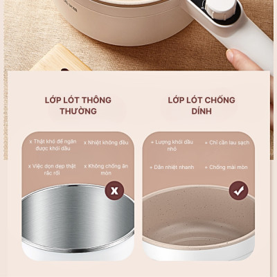 Nồi lẩu điện mini YOICE đa năng công suất 500W, 2 lớp chống bỏng bảo vệ đôi tay của bạn - YDZG1002 - HÀNG CHÍNH HÃNG