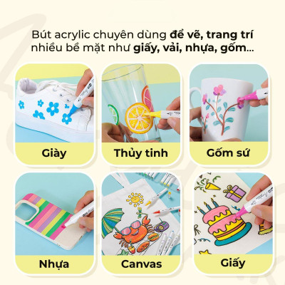 Hộp 24 Bút Lông Màu Acrylic Markers 2 Đầu - Colokit ACM-C002