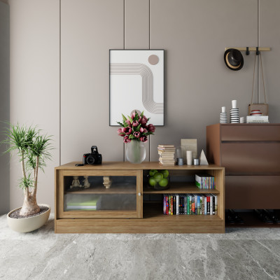 [Happy Home Furniture] SCANDINA, Tủ đựng đồ cửa kính - 2 cánh lùa, 160cm x 45cm x 62cm ( DxRxC), TCL_028