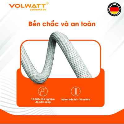 Cáp sạc nhanh 27W Volwatt GE-026-CL hàng chính hãng | Cáp Type-C to L PD, thích hợp từ iP14 trở xuống - BH 12 tháng