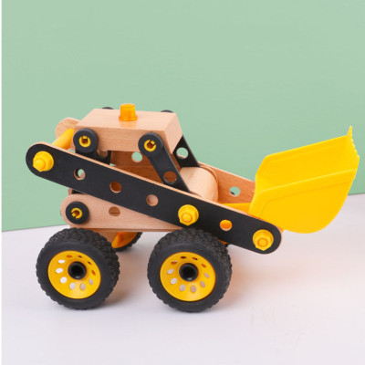 Đồ Chơi Gỗ Xe Xúc, Bộ Đồ Chơi Lắp Ghép Xếp Hình Cho Bé - Tặng Kèm 01 Tranh Ghép Gỗ 16 Mảnh