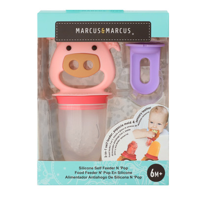 Túi nhai ăn dặm chống hóc silicon kèm gặm nướu và nắp làm kem cho bé Marcus & Marcus, từ 6 tháng - Pokey