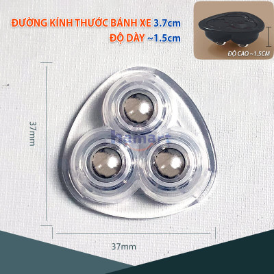 COMBO 4 Bánh Xe Mini Bi Thép Gắn Tủ Kệ Nội Thất Dán Đáy Thùng Rác Hộp Để Đồ Keo Siêu Dính Di Chuyển Đồ Đạc