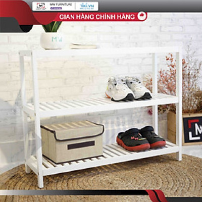 KỆ GIÀY GỖ/ KỆ TRANG TRÍ LẮP RÁP HÀN QUỐC ĐA NĂNG 3 TẦNG - BENCH 3F 800 WHITE