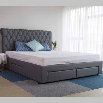 Giường ngủ bọc da 4 hộc kéo đầu giường cổ điển