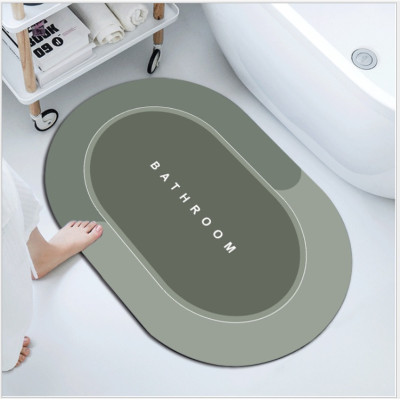 Thảm Lau Chân Silicon Bầu Dục Siêu Thấm Hút - Thảm Chùi Chân Oval Nhà Tắm Có Đế Silicon Chống Trơn Trượt Giao Màu Ngẫu Nhiên