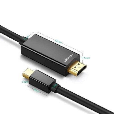 Ugreen UG10450MD101TK 1.5M màu Đen Cáp chuyển đổi Mini DP sang HDMI hỗ trợ phân phải 1080P - HÀNG CHÍNH HÃNG