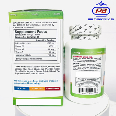 Combo Canxi + DHA cho bầu - Green Calcium Olympian Labs và Careline Fish Oil hỗ trợ xương, trí não cho mẹ và bé