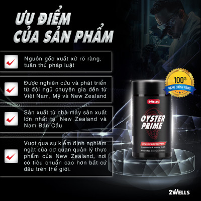 Viên uống tinh chất hàu 2WELLS OYSTER PRIME (90 VIÊN) Hỗ trợ tăng cường sức khỏe nam giới, sinh lý, sinh sản & đề kháng