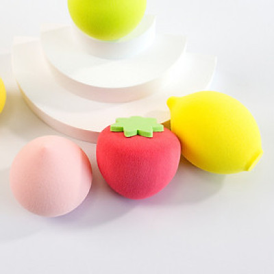 Hộp bông tán phấn trang điểm 4 món hình trái cây  xinh xắn nhiều màu , có hộp đựng siêu đáng yêu cute