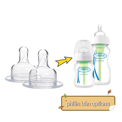 [ Phiên bản Options ] Set 2 núm ty thay thế bình sữa Dr.Brown