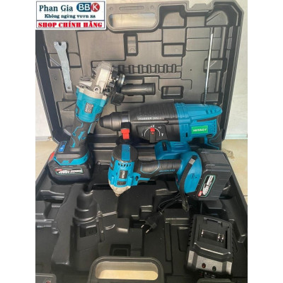 Bộ combo 3 trong 1 Máy Khoan Đục Bê Tông Dùng Pin 188V - Khoan Bê Tông Siêu Khỏe - Máy mài Cầm Tay-pin 15cell