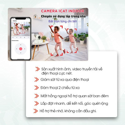 Camera Wifi Hunonic Icat 1080P Xoay 360 Độ, Theo Dõi Chuyển Động, Đàm Thoại 2 Chiều - Hàng Chính Hãng, Bảo Hành 2 Năm