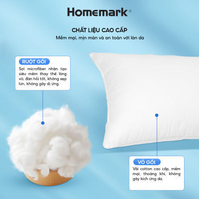 Ruột Gối Microfiber Lông Vũ Nhân Tạo Homemark - Siêu Mềm, Chống Xẹp, Thoáng Khí, Kháng Khuẩn