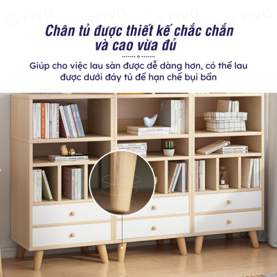 Tủ Kệ Sách Gỗ Đa Tầng 4 Chân Cao Cấp FIVO Mẫu FB61 Nội Thất Lắp Ráp Đơn Giản, Nhiều Ngăn Rộng Rãi