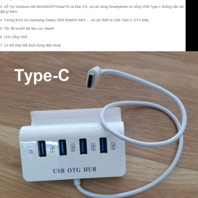 Hub USB Type-C ra 4 cổng USB kiêm giá đỡ cho Điện thoại