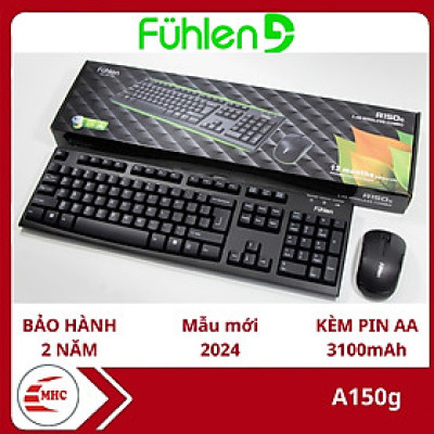 Bộ phím chuột máy tính không dây Fuhlen A150g, BH 24 tháng, Tặng kèm pin- Hàng chính hãng