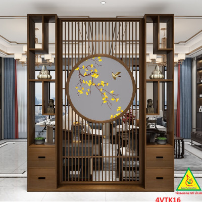 Vách ngăn phòng khách, vách ngăn tủ kệ bằng gỗ 4VTK16 - Nội thất lắp ráp Viendong adv