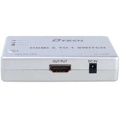 Bộ gộp HDMI 3 vào 1 ra (có Remote) Dtech DT-7018 chính hãng