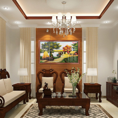 D801 01 Tranh kính làng quê Việt Nam ( được chọn mẫu)