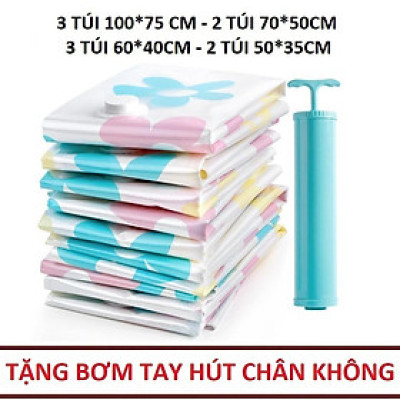 Bộ 10 Túi Chân Không Đựng Chăn Màn, Quần Áo - Gọn Gàng, Tiện Lợi + Tặng Bơm Hút Chân Không