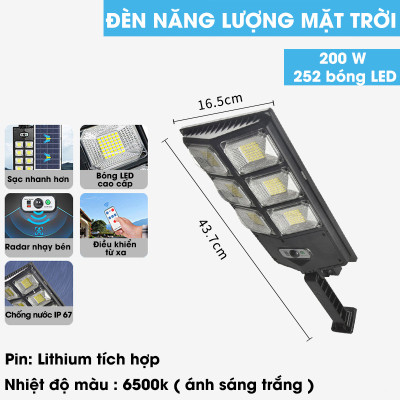 Đèn năng lượng mặt trời cảm biến di chuyển 200w,300w,400w - An Toàn, tiết kiệm điện, lớp IP chống nước, bụi - D1378