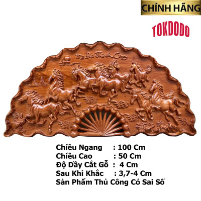 Tranh Quạt Khắc Mã Đáo Thành Công Bằng Gỗ Hương Đá Cao Cấp Thương Hiệu TOKDODO